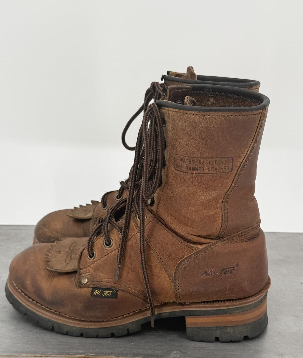 Ad-Tec Men's Brown Oil-Tanned Leather Kiltie Logger Work Lace Boots Est 10-10.5